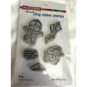 STAMPENDOUS clear stamps & cutting dies QS5019-Puppy Boy Cling Set Rubber Stamps